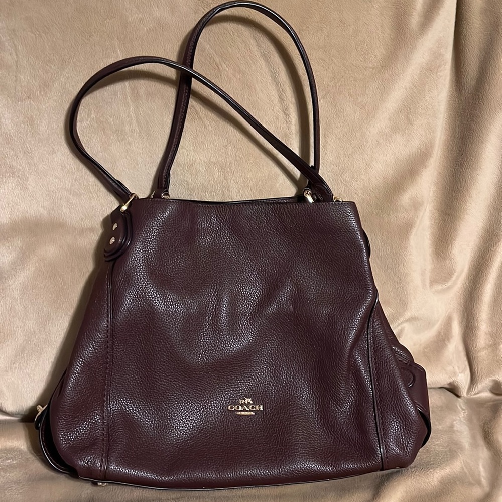 Coach Edie Bag in Plum w/gold hardware